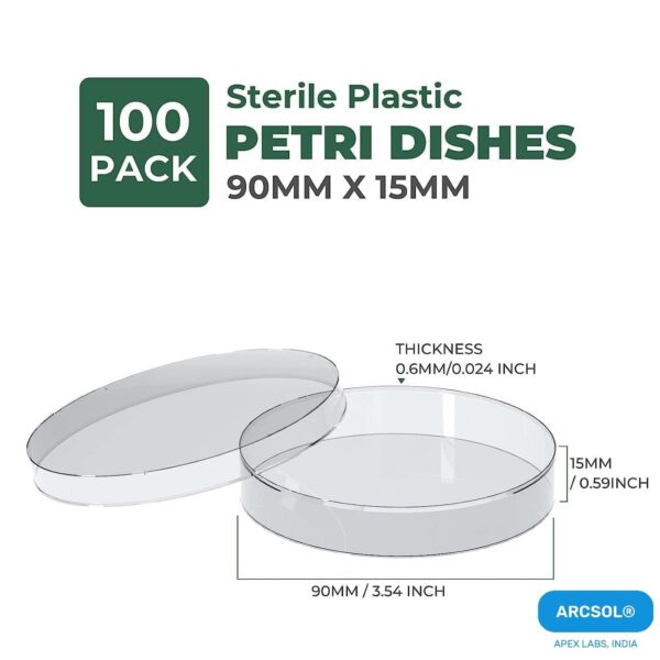 Apex Labs® 100 Pack Sterile Plastic Petri Dishes 90mm - Image 5