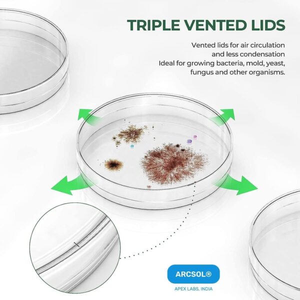 Apex Labs® 100 Pack Sterile Plastic Petri Dishes 90mm - Image 4