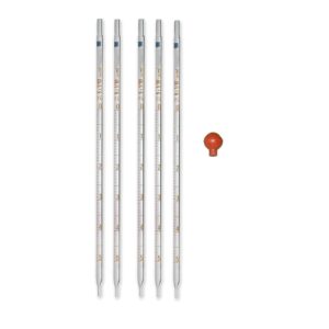 APEX LABS® Borosilicate Glass Pipettes Graduated - with Free Pipette Bulb Pack of 5 (0.1 ML, 1 ML, 2ML, 5ML, 10 ML)